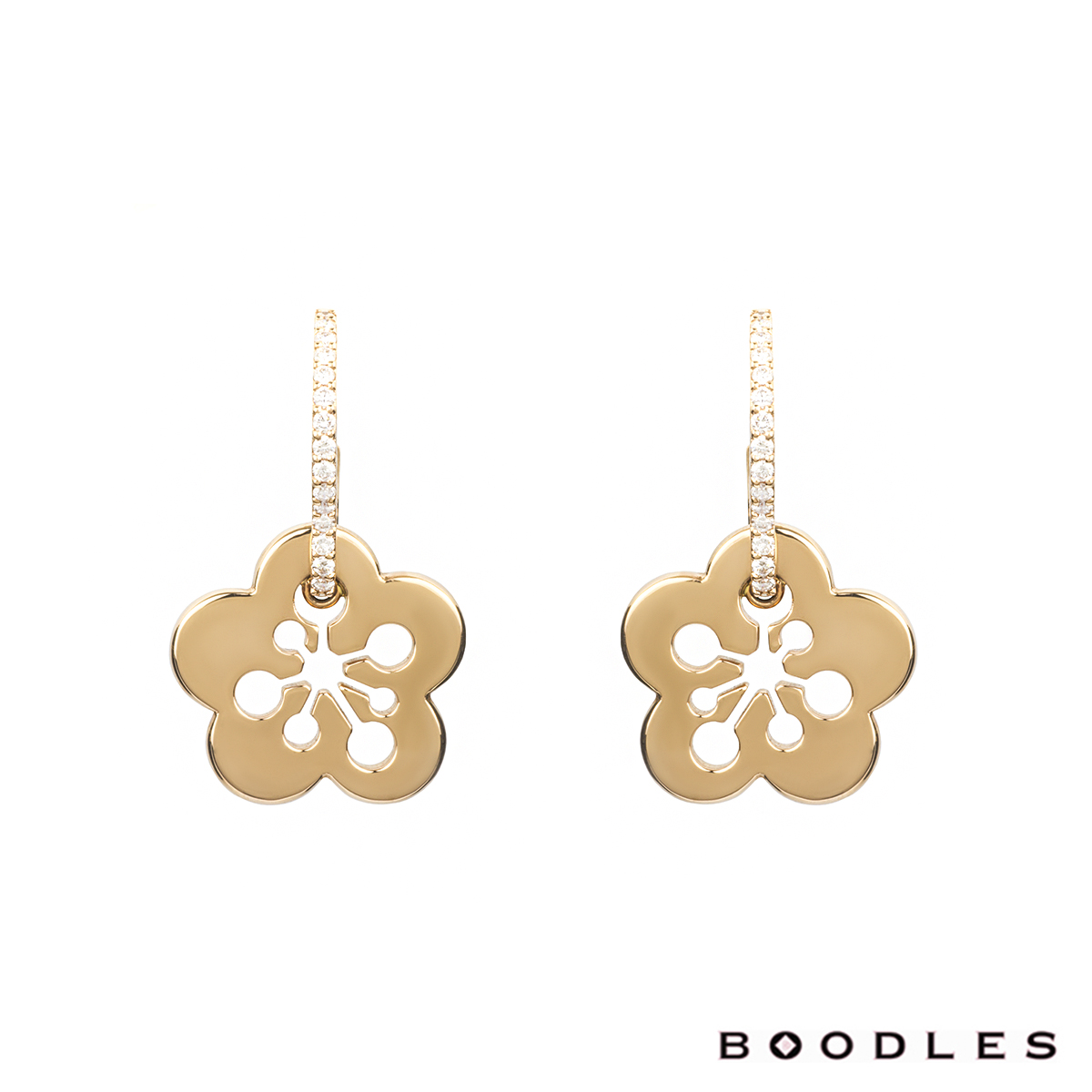 Boodles 18k Rose Gold Diamond Blossom Earrings | Rich Diamonds